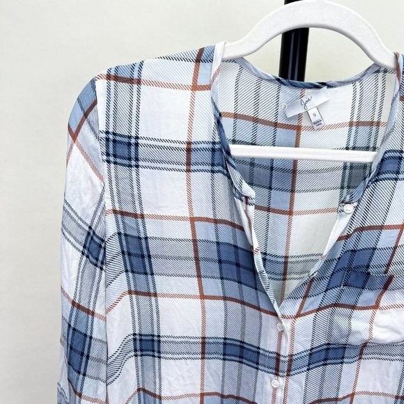 Joie Silk Plaid Button Down shirt - Picture 4 of 6